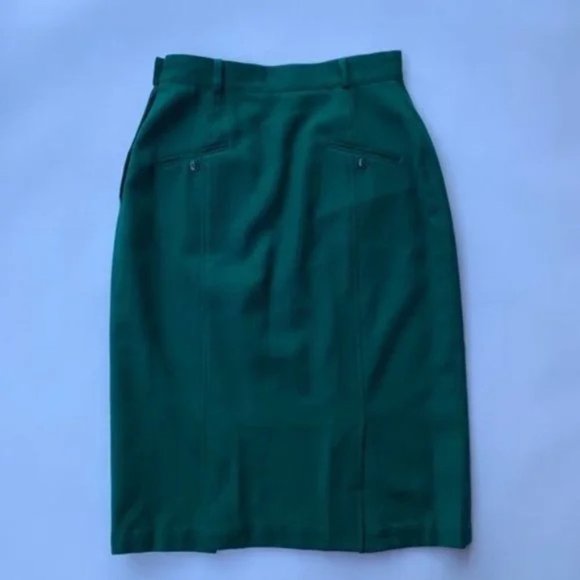 [SOLD] PURE Wool 50's Teal Green High waisted Pin-up Pencil Skirt Pockets Small - Picture 4 of 13